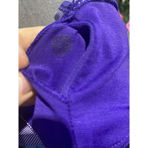 Lululemon Energy Bra Purple White Micro Striped Strappy Cross Back Activewear - Picture 4 of 4
